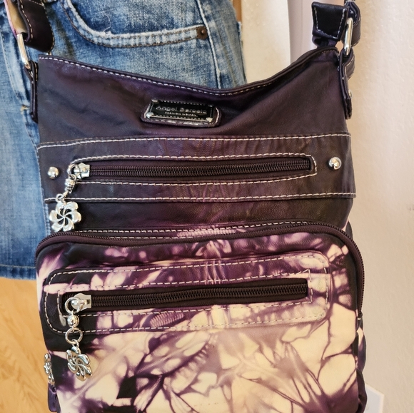 Angel Barcelo Vegan Purple Tie-Dye Crossbody Bag EUC - Picture 1 of 16